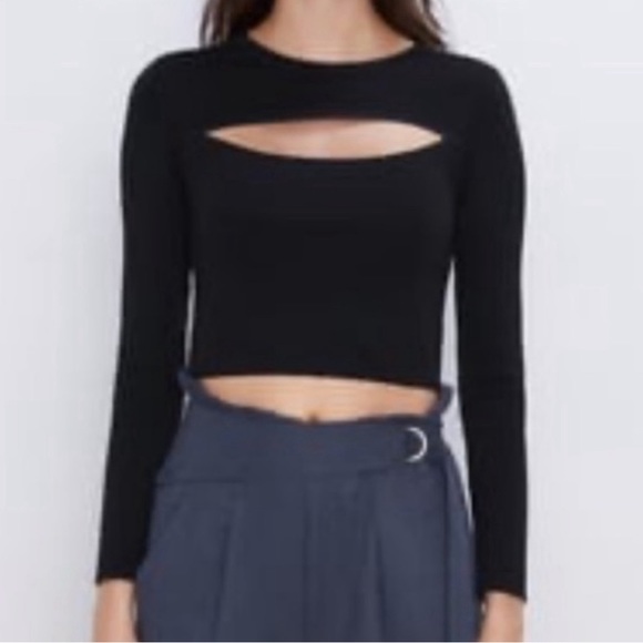 Zara cut out long sleeve crop top - Picture 7 of 7